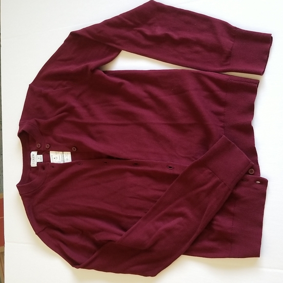 J. Crew Factory Sweaters - NWT J. Crew Factory Burgundy Classic Cotton Cardigan S